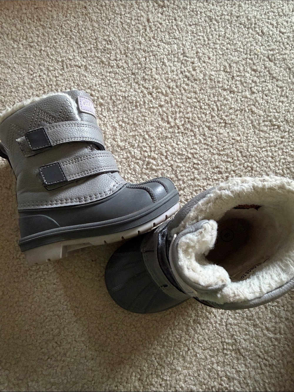 Cat & Jack Toddler Gray Winter Boots with Fleece Lining size 6